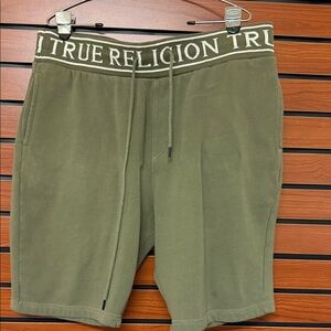 True Religion Men's Green Athletic Shorts